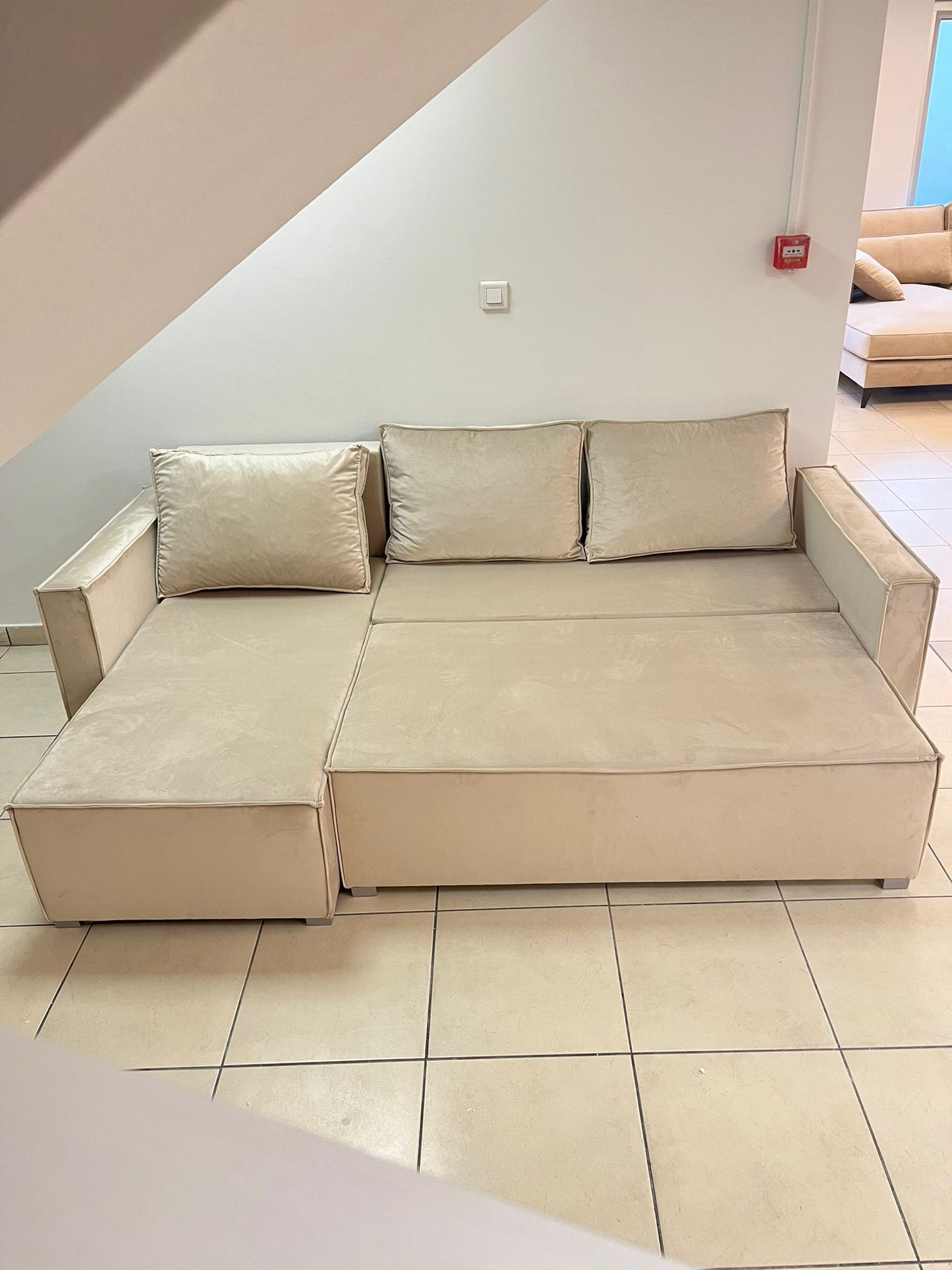 CANAPÉ "PARIS" VELOURS BEIGE CONVERTIBLE