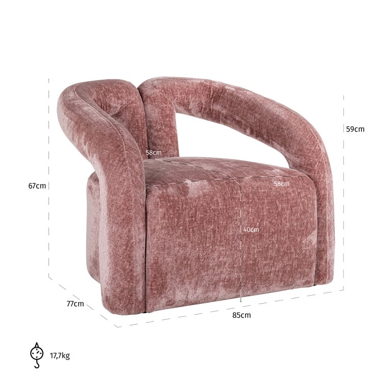 FAUTEUIL "DANA" CHENILLE ROSE RICHMOND INTERIORS