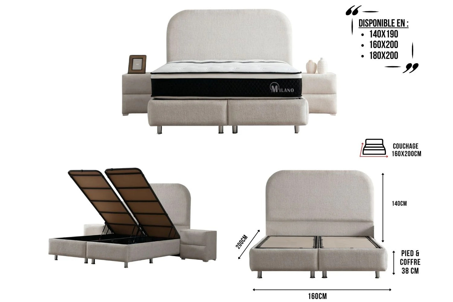 LIT COFFRE « JADE » CHENILLE