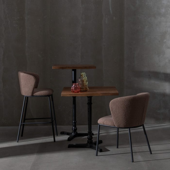 LOT DE 2 TABOURETS DE BAR "LILLE" MARRON
