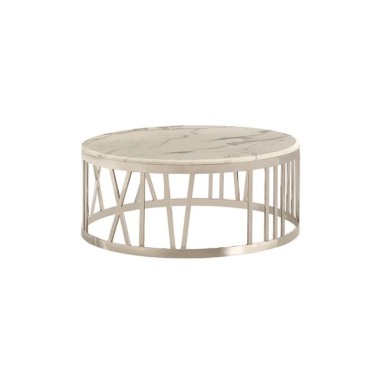 TABLE BASSE "ROMA" MARBRE BLANC VÉRITABLE