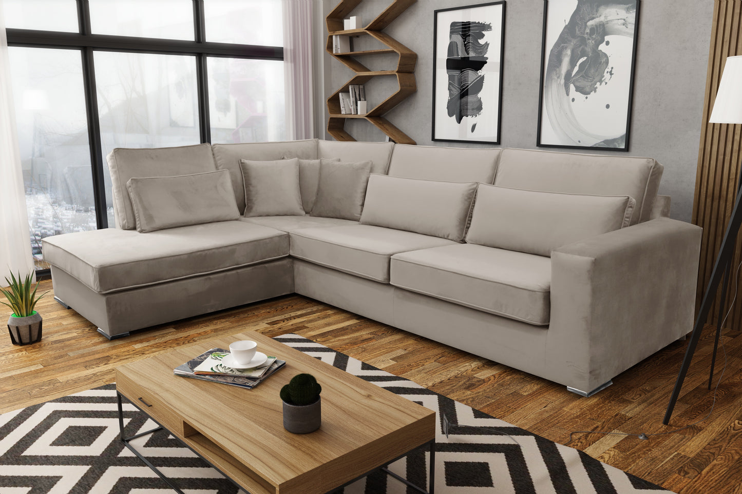 CANAPÉ "BRISTOL" VELOURS BEIGE