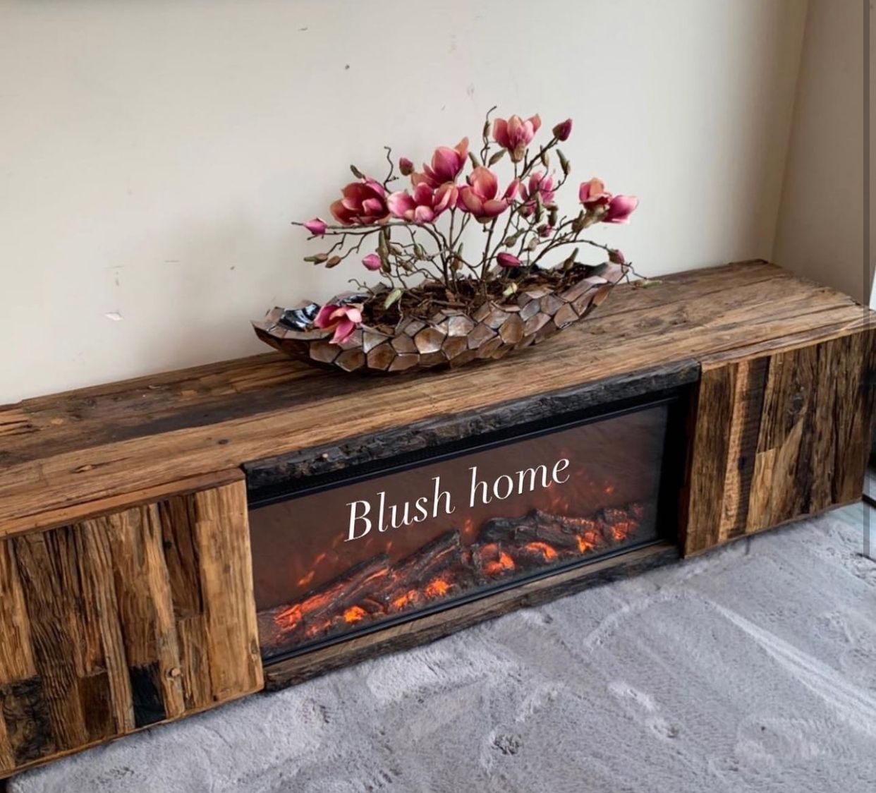 Cheminée décorative en bois massif, cheminée simple, meuble TV chauffant