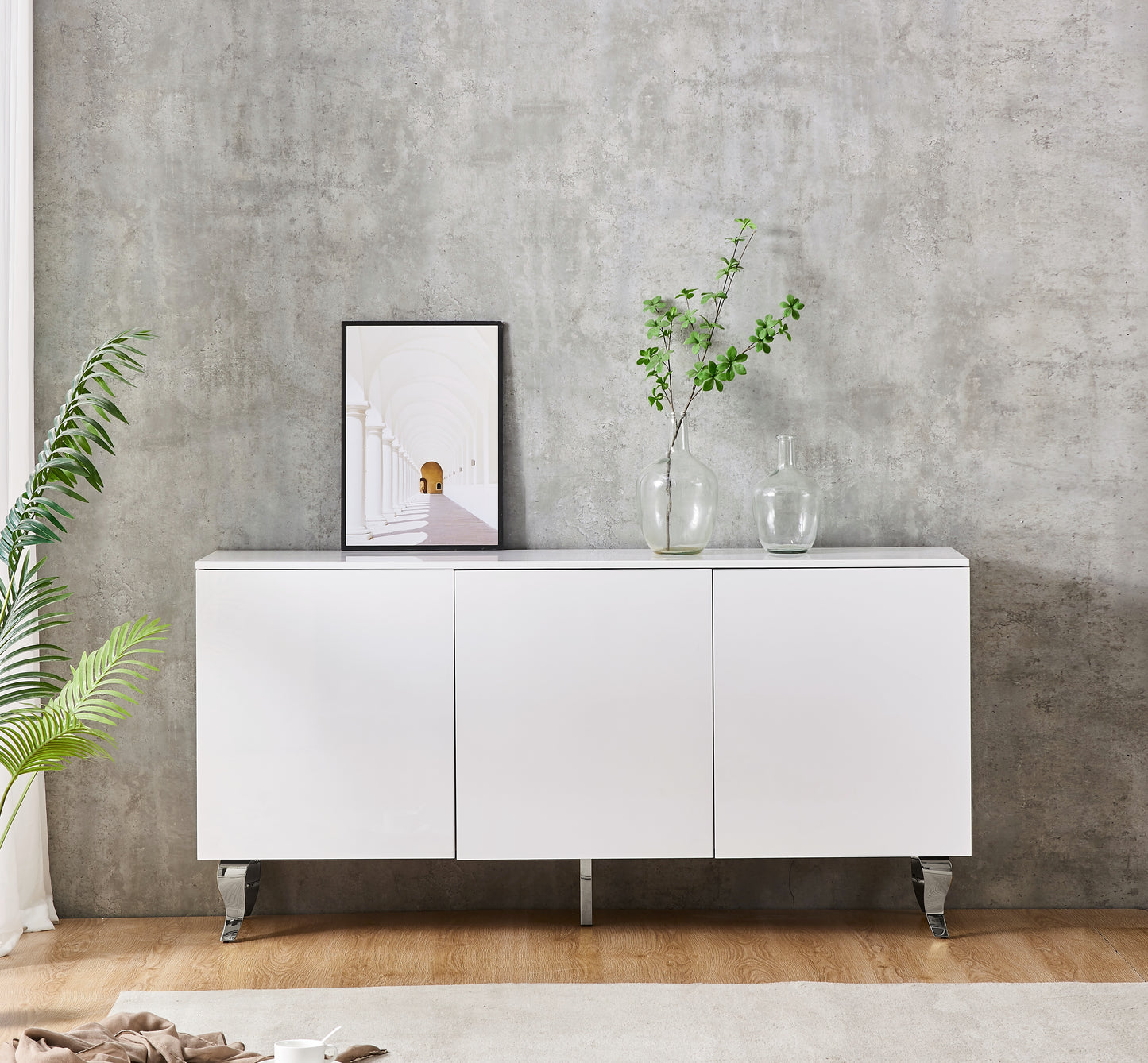 BUFFET 3 PORTES BLANC/NOIR