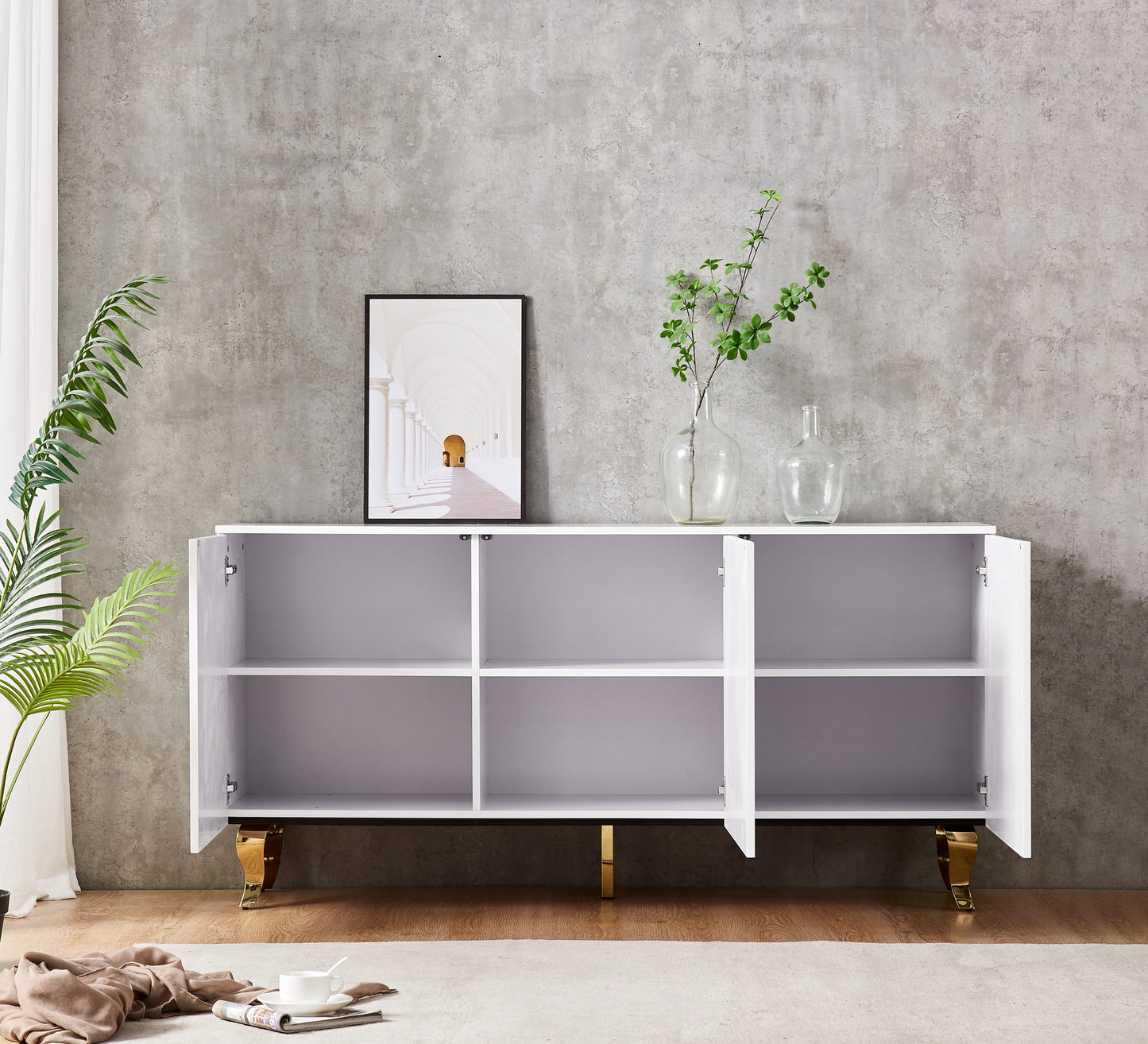 BUFFET 3 PORTES BLANC/NOIR