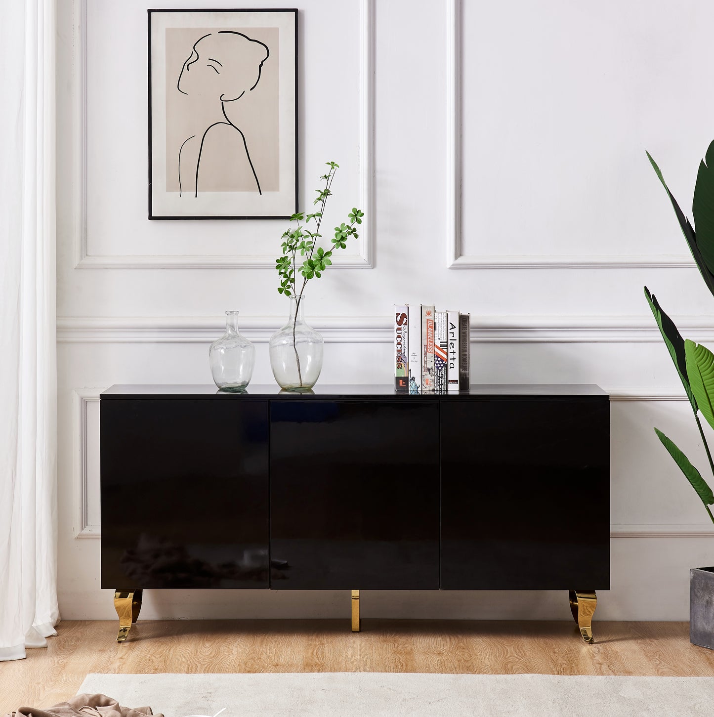 BUFFET 3 PORTES BLANC/NOIR