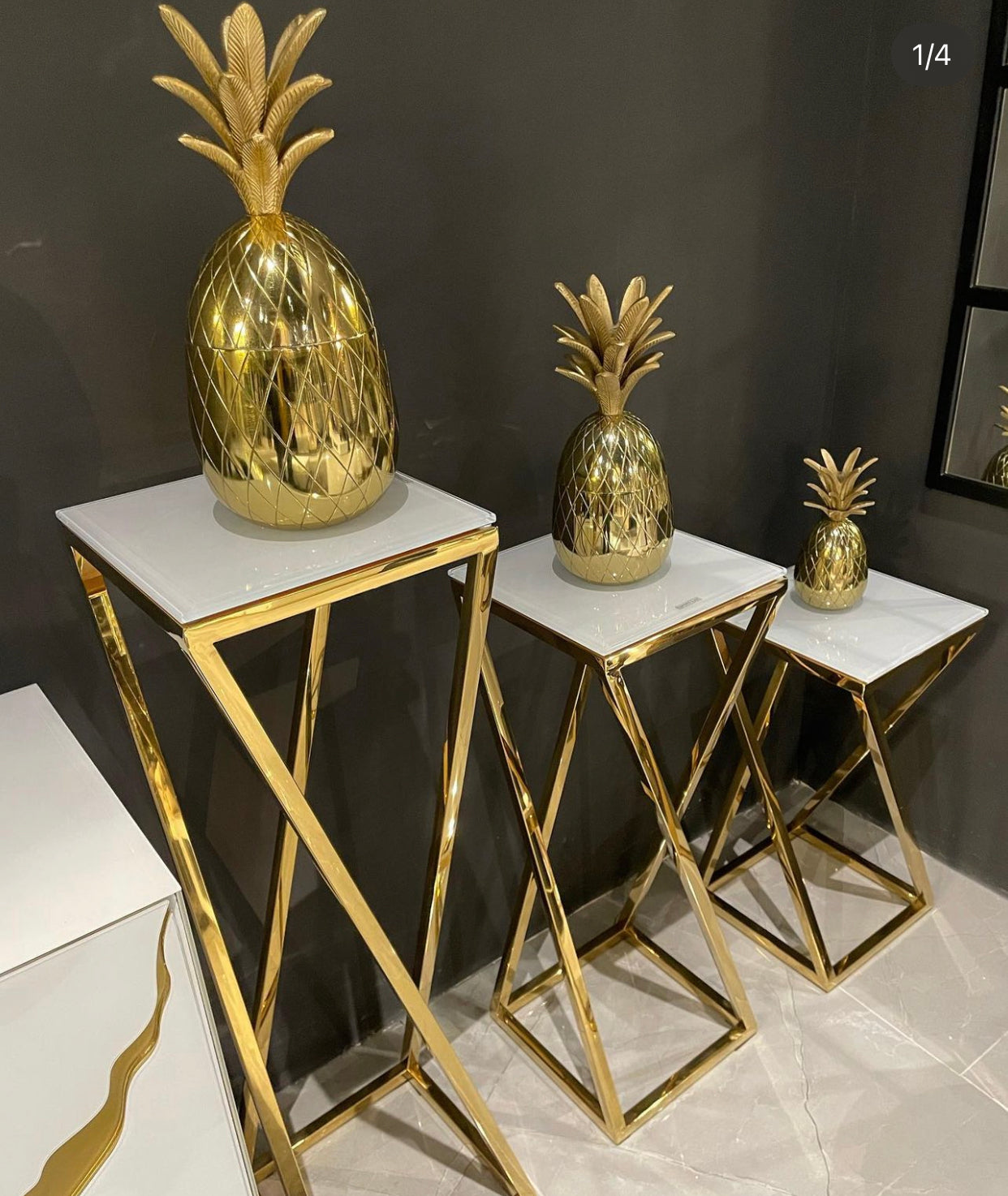 SET DE 3 BOITES ANANAS DORÉS