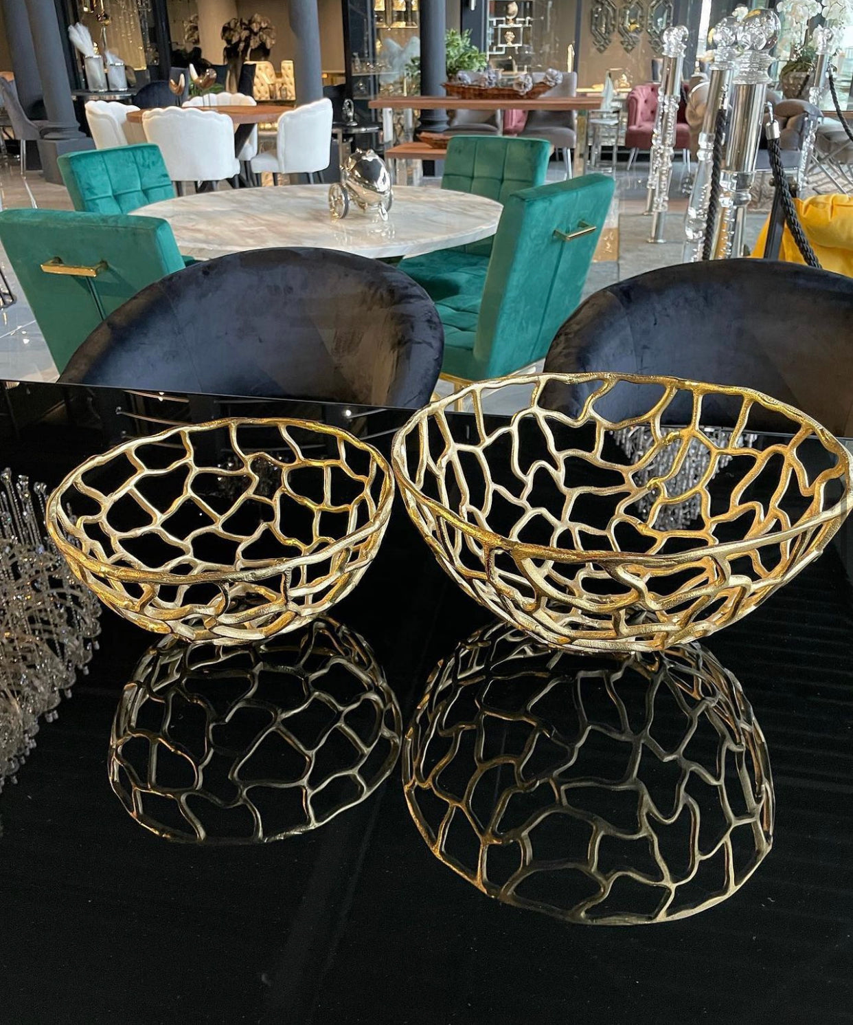 SET DE 2 PLATEAUX DORÉS