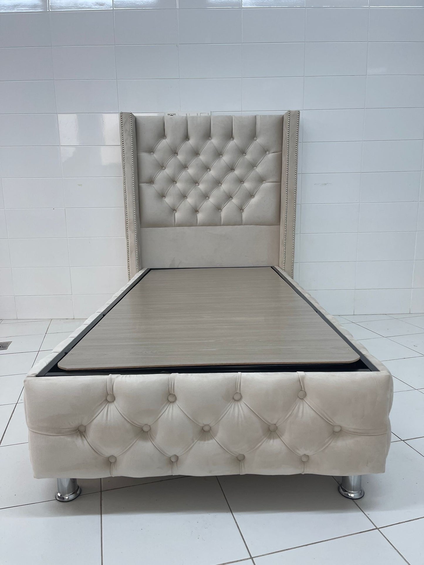 LIT COFFRE "ASSYA" ROSE, BEIGE OU GRIS