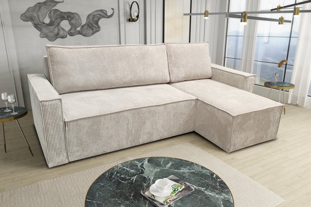 CANAPÉ "PARIS" VELOURS BEIGE CONVERTIBLE