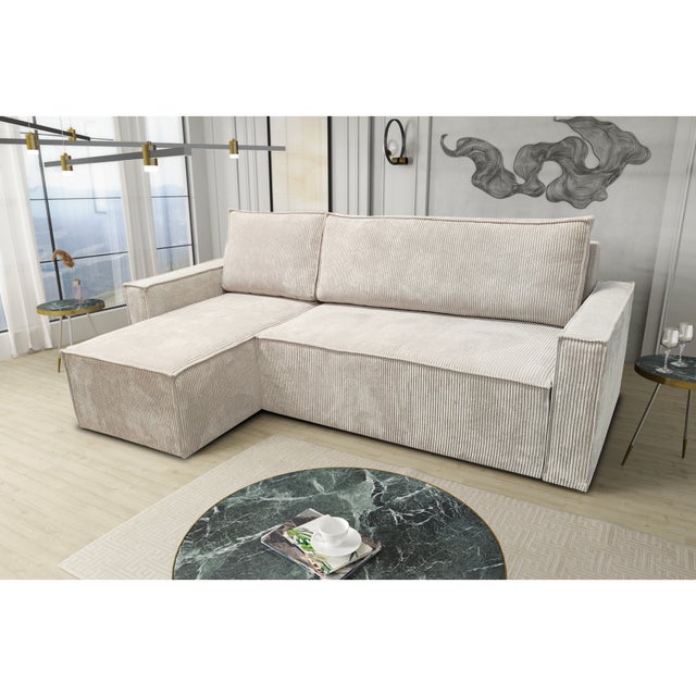 CANAPÉ "PARIS" VELOURS BEIGE CONVERTIBLE