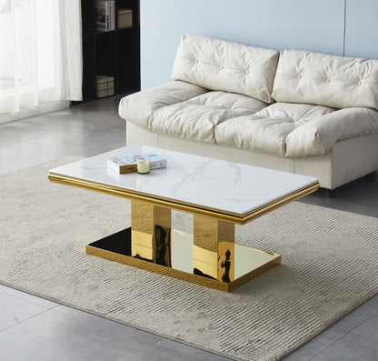 TABLE BASSE « VERSUS » DORÉ OU ARGENTÉ