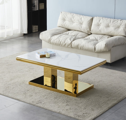 TABLE BASSE « VERSUS » DORÉ OU ARGENTÉ