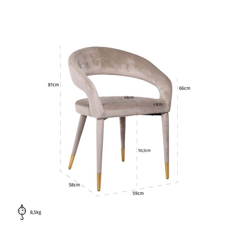 CHAISE "GIA" VELOURS BEIGE RICHMOND INTERIORS