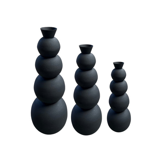 SET DE 3 VASES "TANGER" NOIR