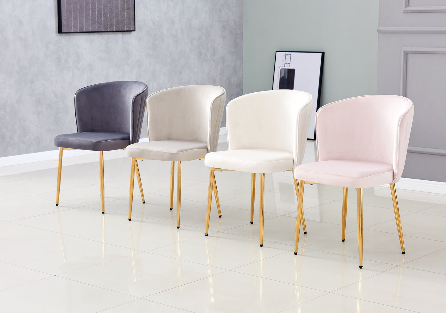 LOT DE 2 CHAISES "DIANA" GOLD OU SILVER