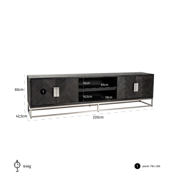 MEUBLE TV "BLACKBONE SILVER" RICHMOND INTERIORS