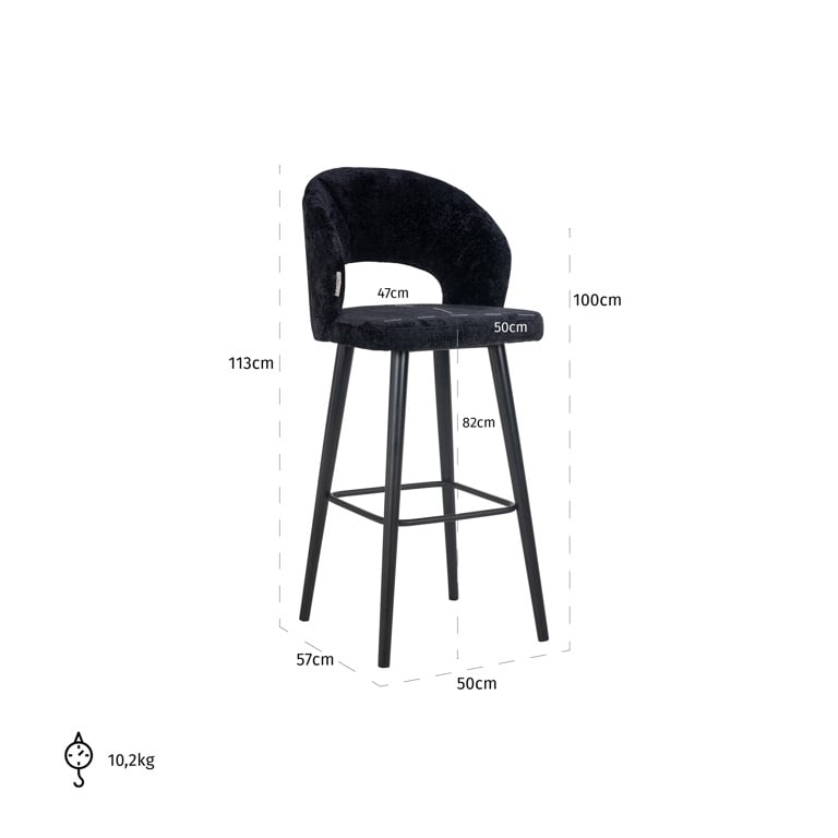 TABOURET DE BAR "SAVOY" CHENILLE RICHMOND INTERIORS