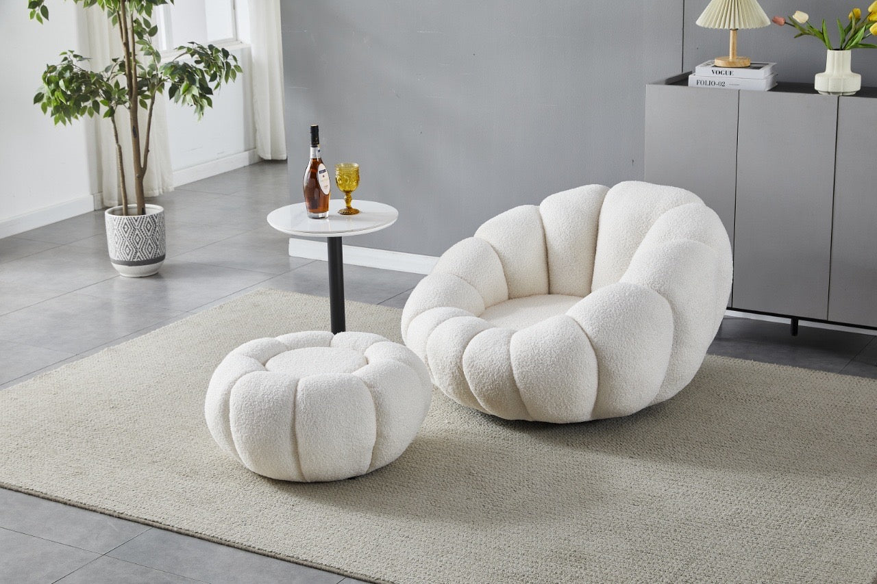 FAUTEUIL PIVOTANT + POUF « COZY »