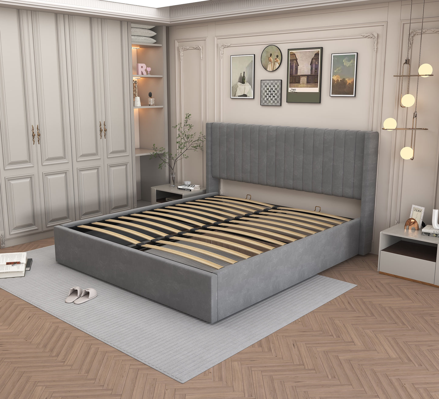 LIT COFFRE « CAMILLE » BEIGE OU GRIS