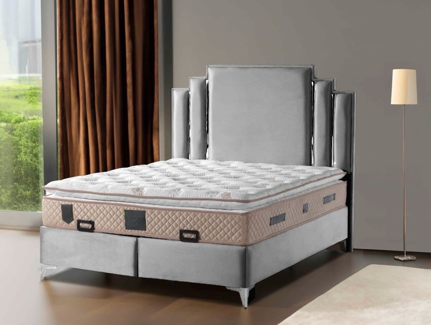 LIT COFFRE « MILAN » BEIGE OU GRIS