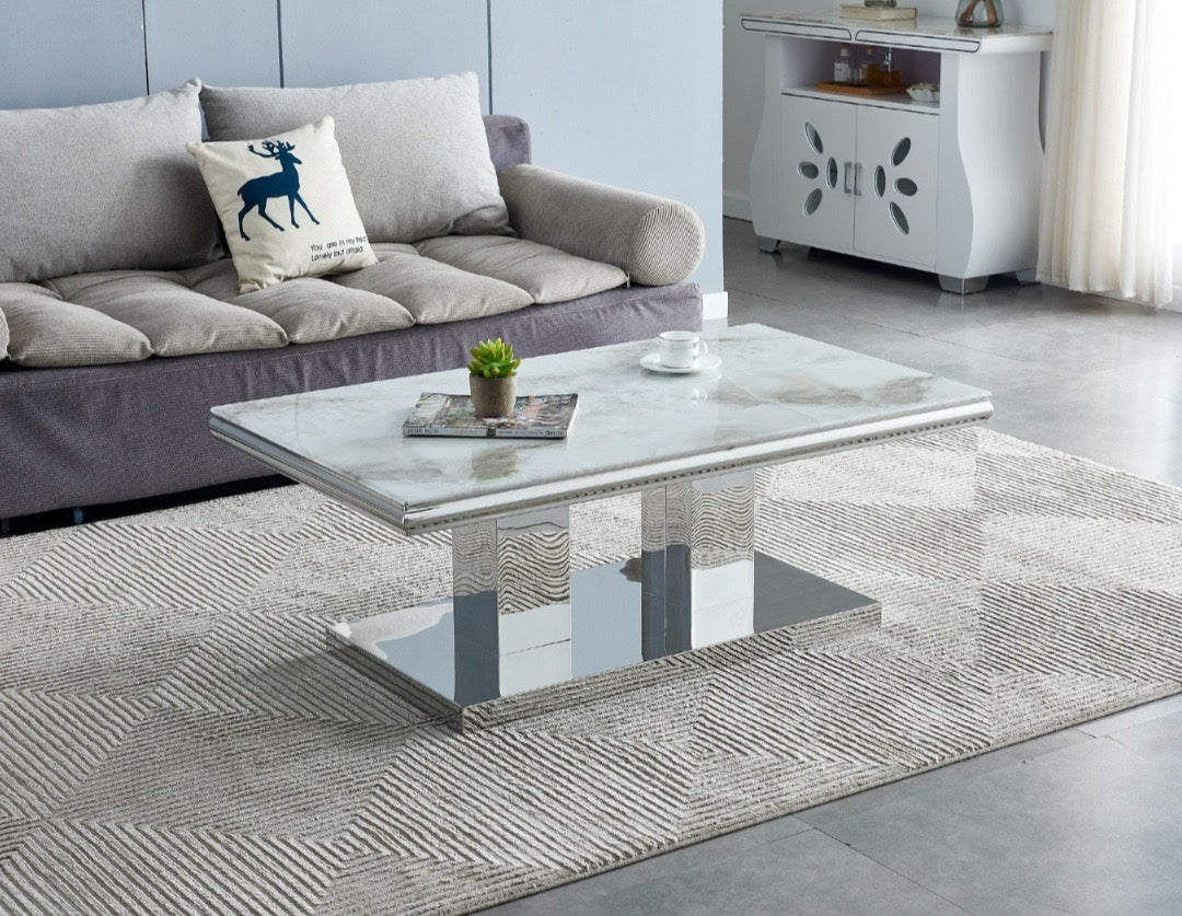 TABLE BASSE « VERSUS » DORÉ OU ARGENTÉ