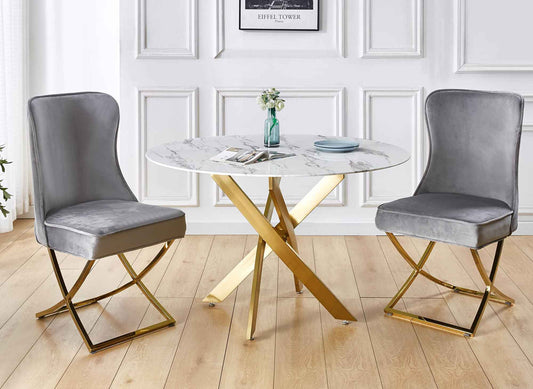 TABLE À MANGER "JESSICA" RONDE MARBRE