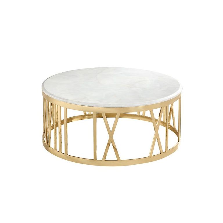 TABLE BASSE "ROMA" MARBRE BLANC VÉRITABLE