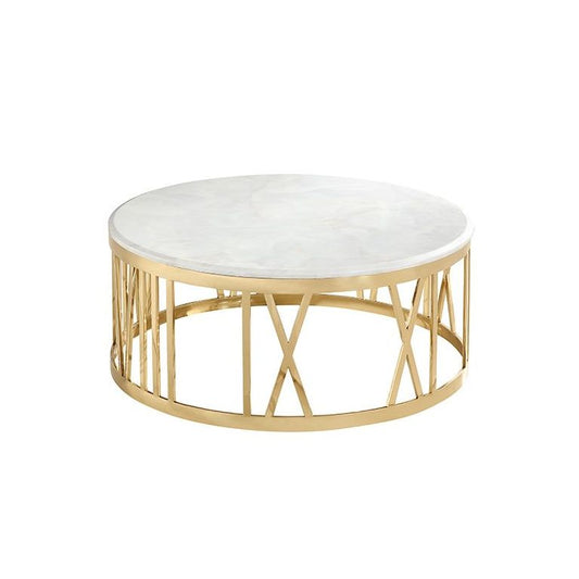 TABLE BASSE "ROMA" MARBRE BLANC VÉRITABLE