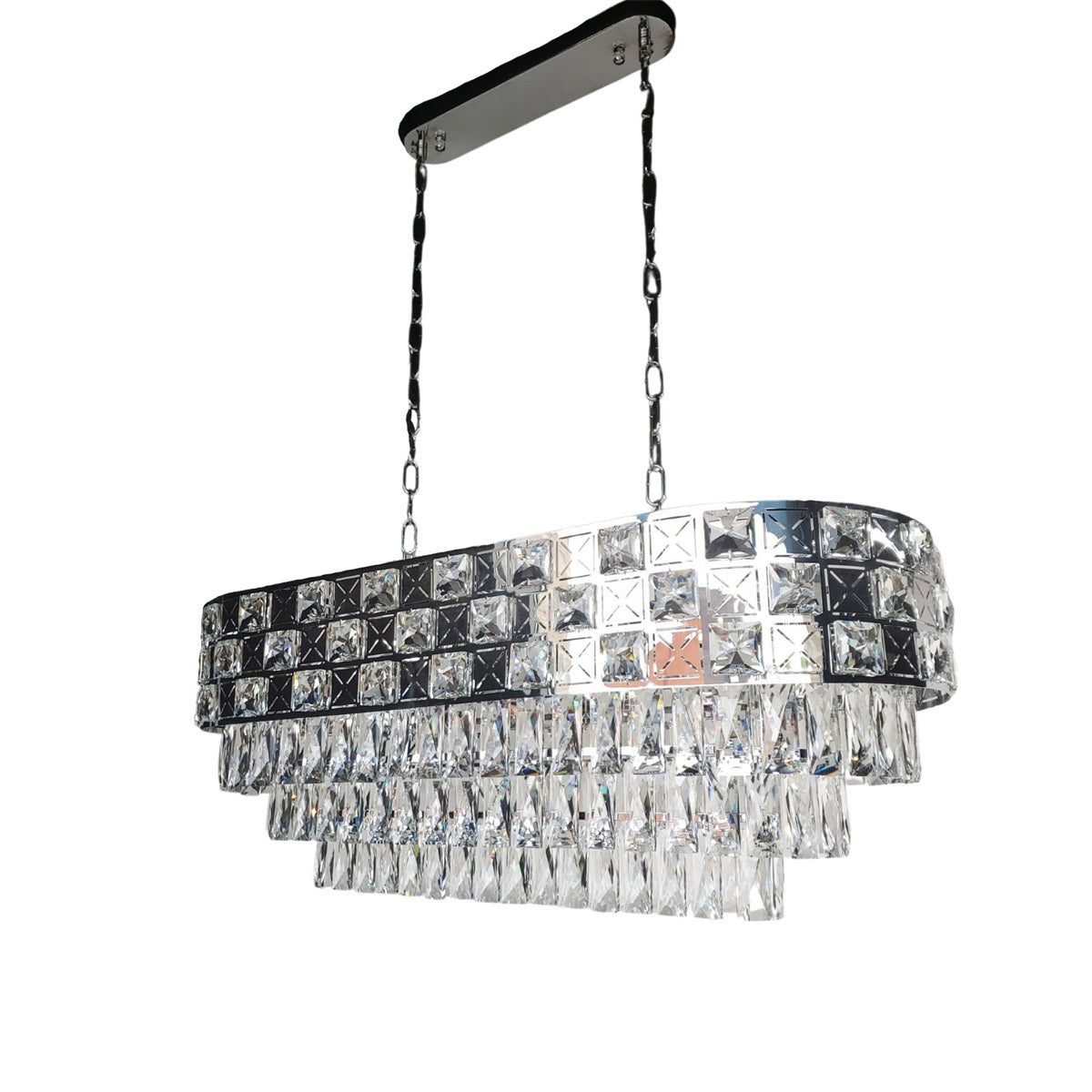 LUSTRE "MAJESTIC" OVALE ARGENTÉ