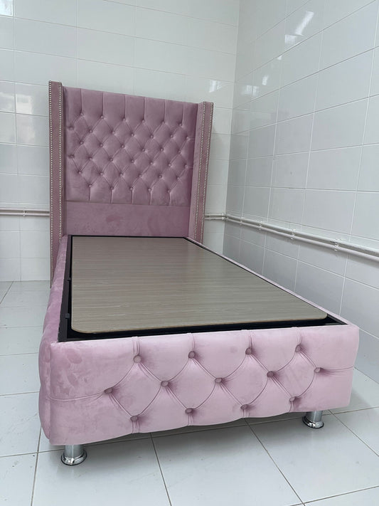 LIT COFFRE "ASSYA" ROSE, BEIGE OU GRIS