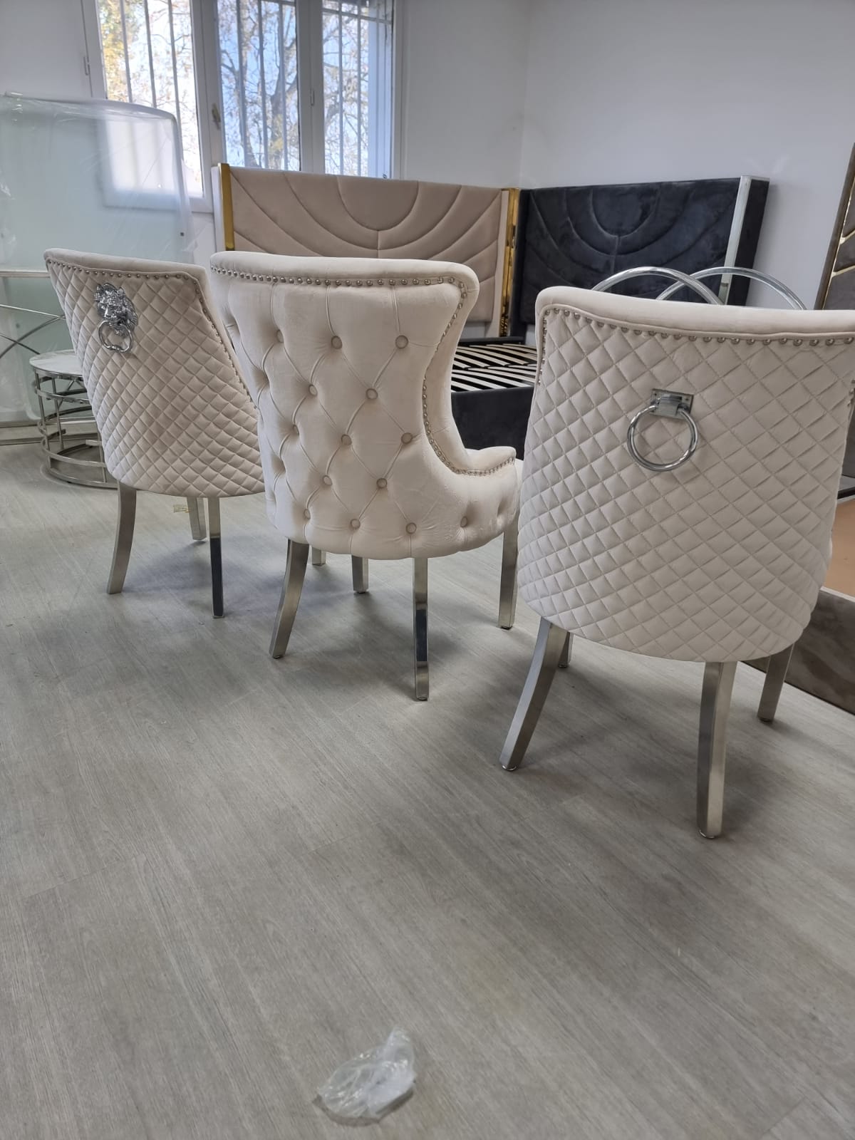 LOT DE 2 CHAISES « ANNEAU »BEIGE