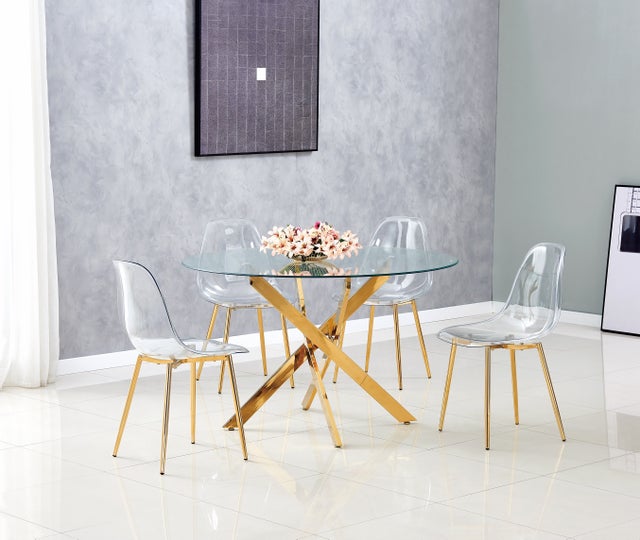 TABLE À MANGER "JESSICA" DORÉ/ARGENTÉ